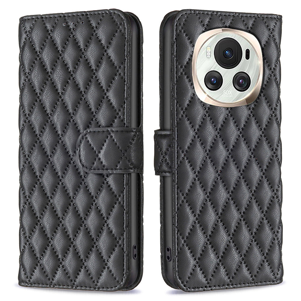 BINFEN COLOR BF Style-14 For Honor Magic6 5G Case Foldable Stand Rhombus Grid Phone Cover BINFEN COLOR BF Style-14 For Honor Magic6 5G Case Foldable Stand Rhombus Grid Phone Cover